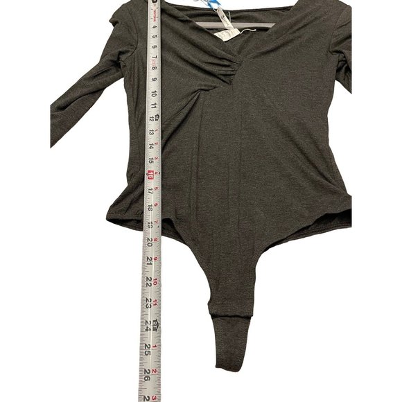 CUPSHE BODYSUIT SIZE MEDIUM CROSS FRONT THONG BOTTOM NEW GRAY - Picture 6 of 8